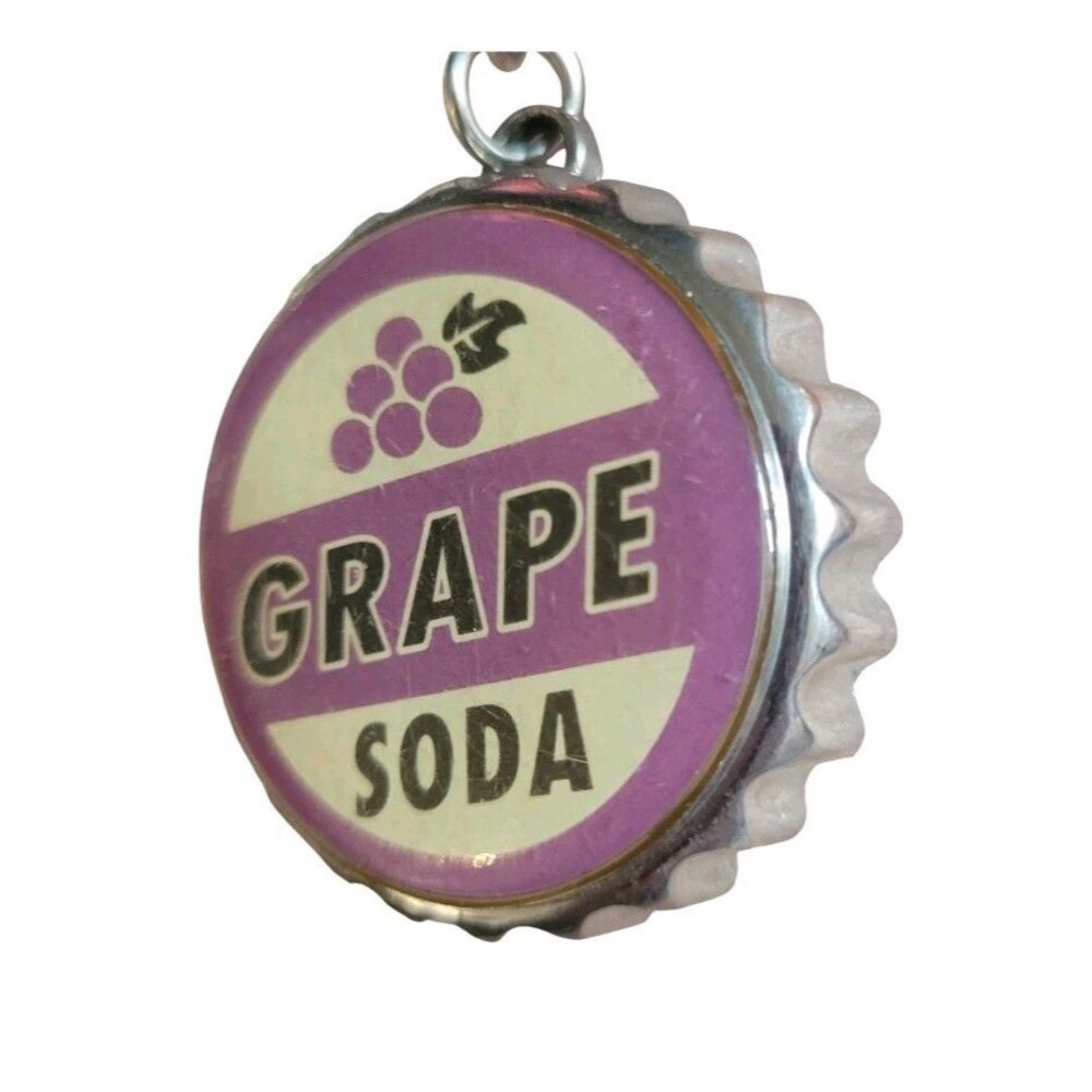 Disney Parks Pixar Up Carl Ellie Grape Soda Cap Keychain Bottle Opener Key Ring - Picture 3 of 4